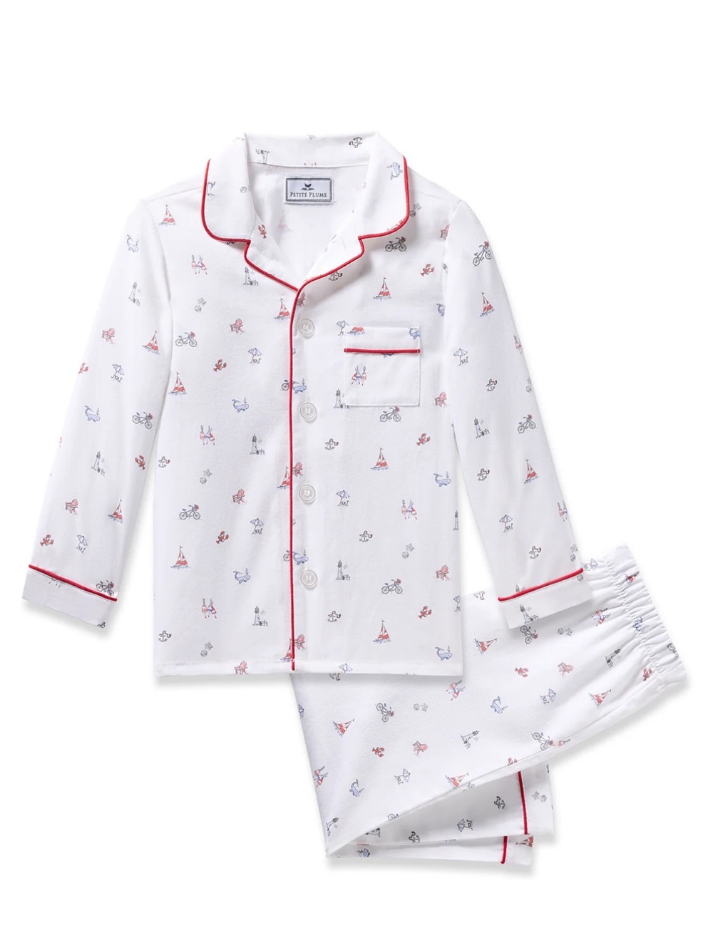 Petite Plume Kids’ Twill Coastal Charms Pajama Set—3T